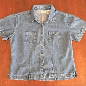 Girls Jean snap down short sleeve blouse